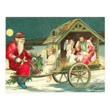 Santa Nativity Scene Christmas PostCard