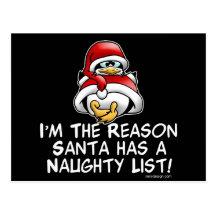 Santa Naughty List Post Card