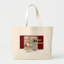 Santa on the Stand in the Courtroom Tote Bags