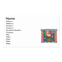 santa peeking in fireplace business cards