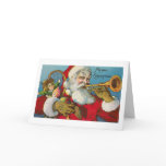 "Santa Playing a Trumpet" Christmas Card