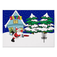 Santa Playing Disc Golf Greeting Cards