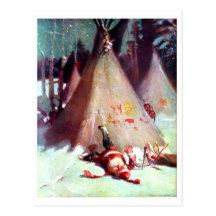Santa Ran into a Teepee Postcards