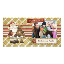 Santa Reindeer Christmas Photo Card