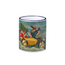 Santa Rides a Motorcycle - Christmas Coffee Mugs