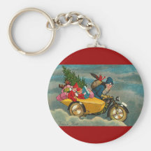Santa Rides a Motorcycle - Christmas Keychains