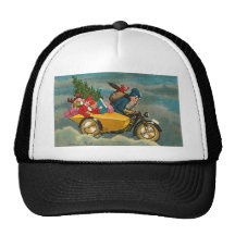 Santa Rides a Motorcycle - Christmas Mesh Hat