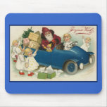 Santa Riding in a Car - Joyeaux Noel mousepads