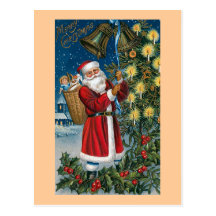"Santa Rings the Bells" Vintage Post Card