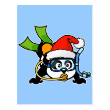 Santa Scuba Panda Post Card