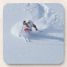 Santa Skiing at Snowbird Ski Resort, Wasatch Beverage Coaster