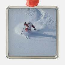 Santa Skiing at Snowbird Ski Resort, Wasatch Christmas Tree Ornament
