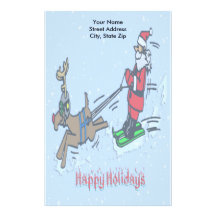 Santa Skiing Holiday Stationery