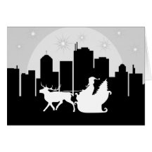 Santa Sled On City Street Card