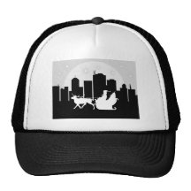 Santa Sled On City Street Mesh Hat