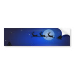 Santa Sled Over Moonlight Landscape bumper stickers