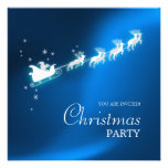 Santa Sleigh Blue Christmas Party invitation