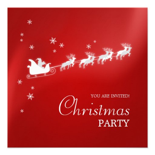 Santa Sleigh Red Christmas Party invitation