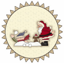 Santa Snowball Fight Ornament Acrylic Cut Out