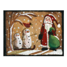 Santa & Snowmen Postcard