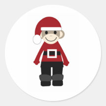 Santa Sock Monkey Stickers