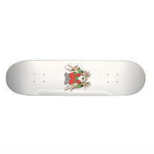 Santa Squeezing two Reindeer's Skate Board Decks