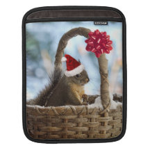Santa Squirrel in Snow iPad Sleeve