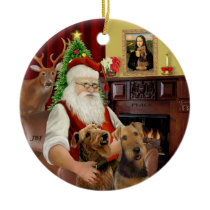 Santa-Two Airedales