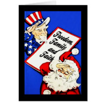 Santa, Uncle Sam Salute Patriotic Christmas Cards