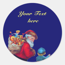 SANTA VINTAGE 2 ROUND STICKER