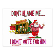 Santa w/Elves for Rent/Political Joke Post Card