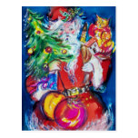 SANTA WITH CHRISTMAS TREE AND GIFTS POSTCARDS