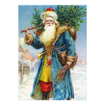 Santa with Fir Tree Custom Invite