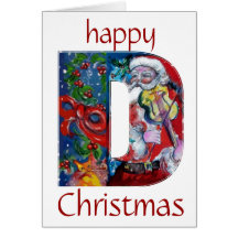 SANTA WITH VIOLIN  D MONOGRAM CARDS