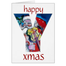SANTA WITH VIOLIN MONOGRAM CARD