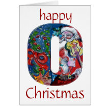 SANTA WITH VIOLIN  O MONOGRAM CARD
