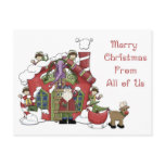 Santa Workshop and Elves Christmas Postcard