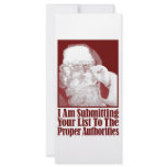 Santa, Your Christmas List, and The Authorities rack cards