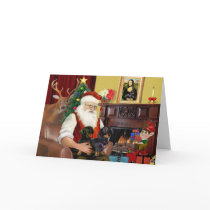 Santa's 2 Dachshunds (b-t) Greeting Cards
