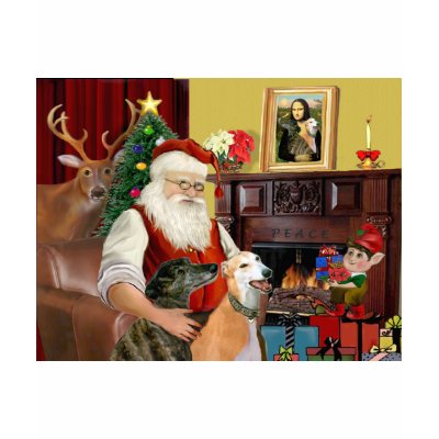 Santa's 2 Greyhounds Tee Shirt by SantasDogs