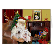 Santa's 2 Westies Card