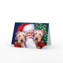 Santa's Airedale Terriers at Christmas Card