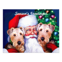 Santa's Airedale Terriers at Christmas Personalized Announcements