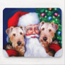 Santa's Airedale Terriers at Christmas Mouse Mats