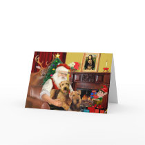 Santa's Airedales Greeting Card