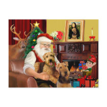 Santa's Airedales Postcard