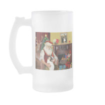 Santa's Akita (brown and white) Mug