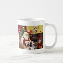 Santa's Bearded Collie Coffee Mugs