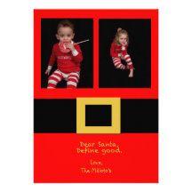 Santa's Belt Two Photo Christmas Card