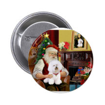 Santa's Bichon Frise (#1) Button